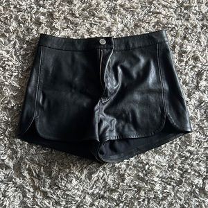Black leather shorts